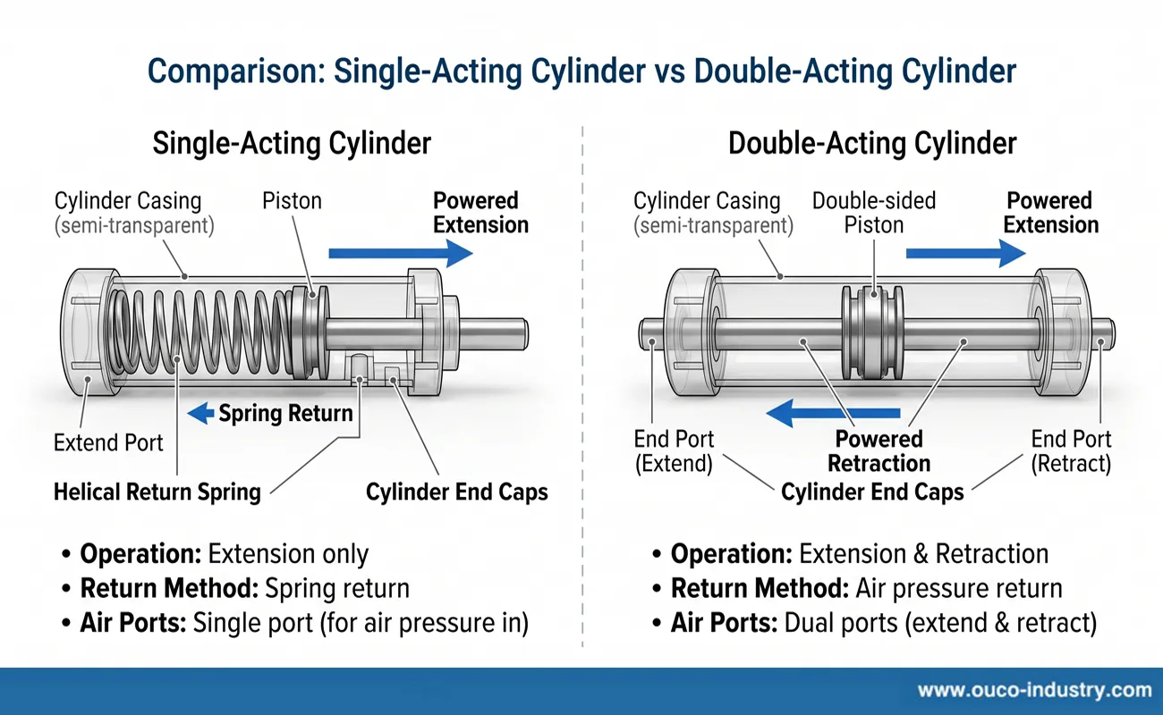 Different between Single-Acting Cylinder and Double-Acting Cylinder