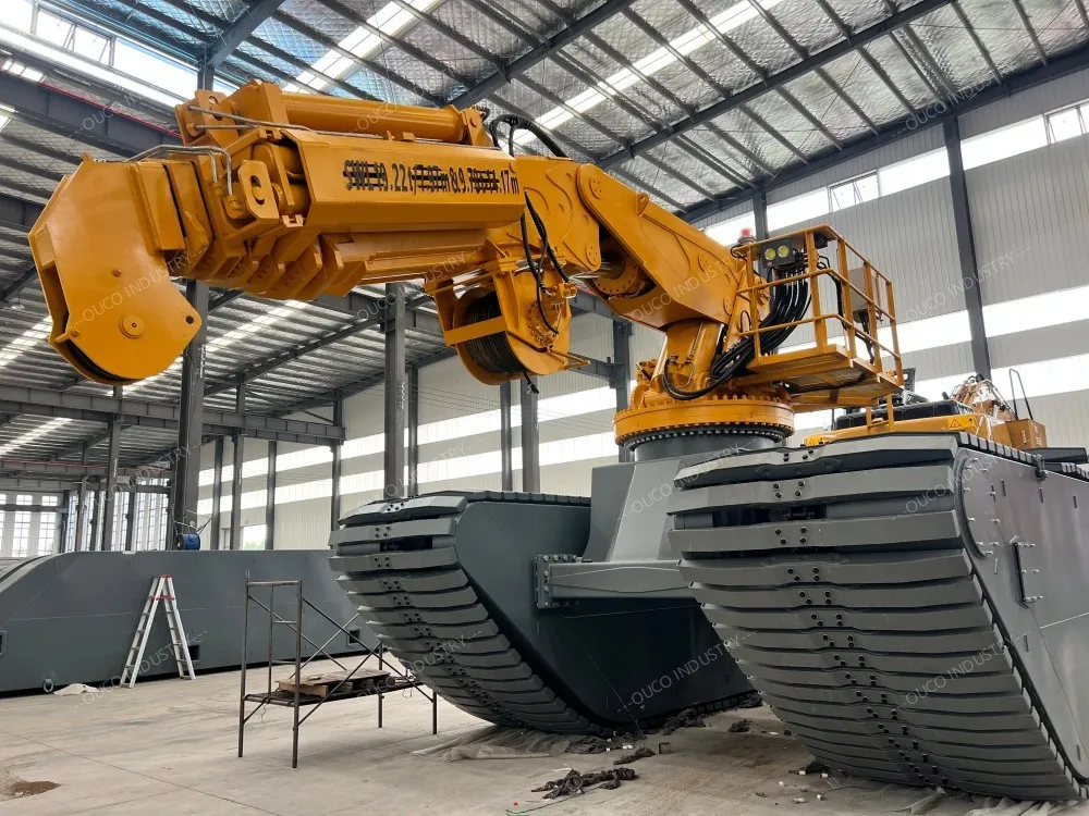 OUCO offshore KTB crane on pontoon for dredging